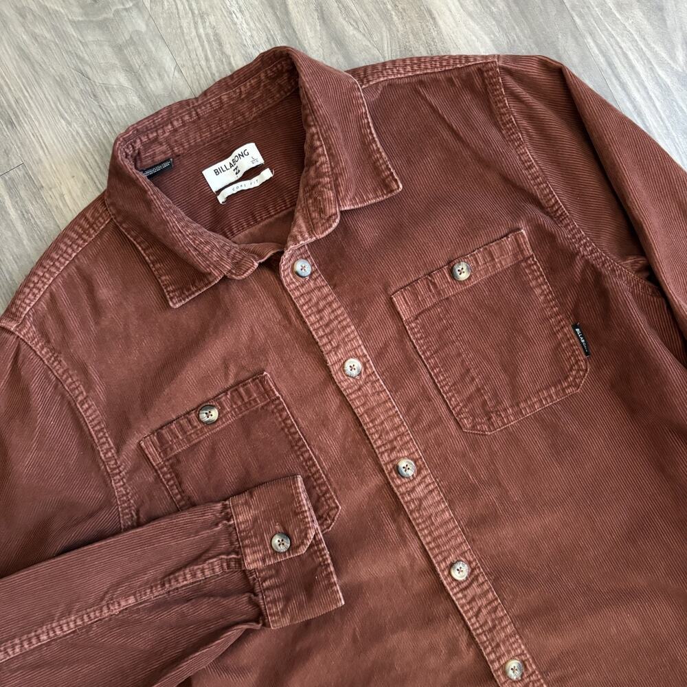Billabong Corduroy Shirt Men's Size L Cotton Pocket Button Up Over Shirt